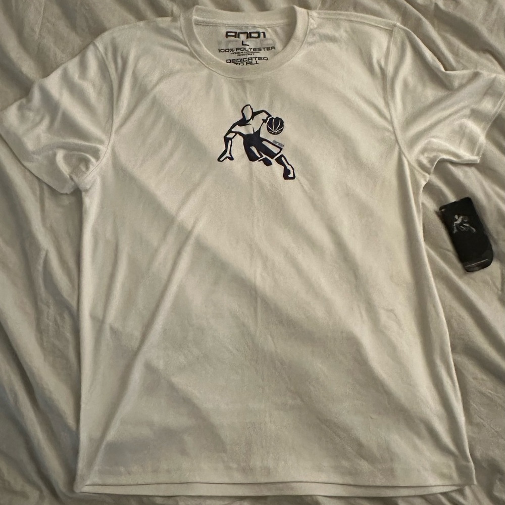 AND1 White Tee with Black Graphic